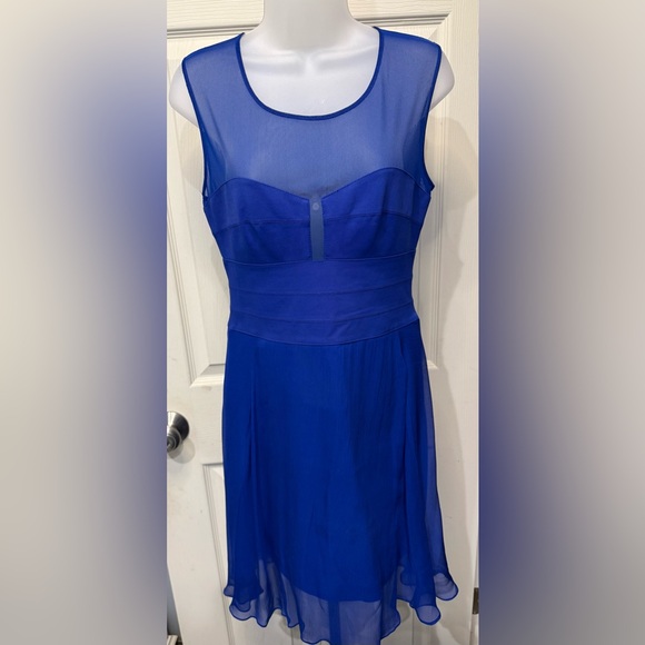 BCBGMaxAzria Dresses & Skirts - “Prom” BCBGMaxAzria Royal Blue Sheer Mini Dress